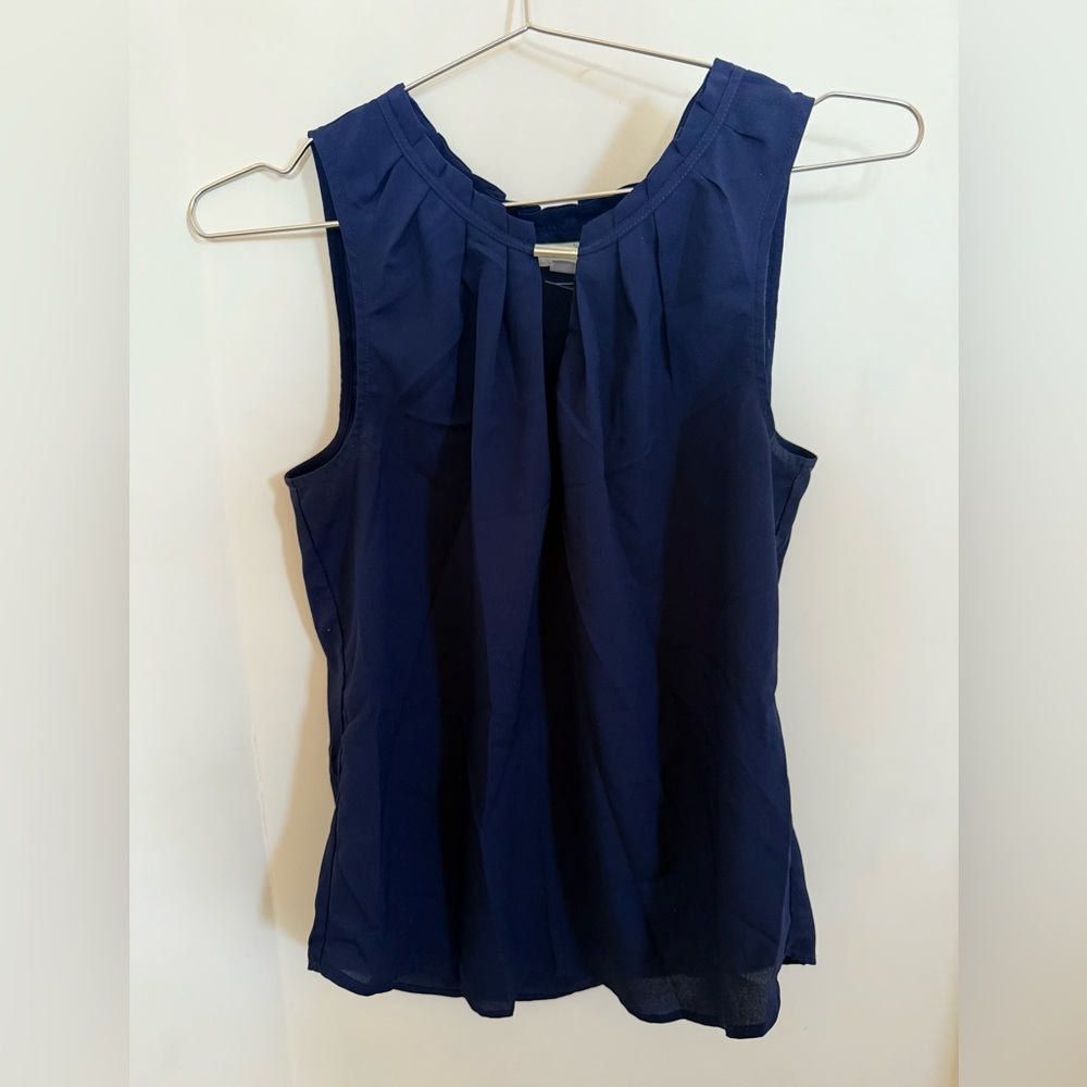 NY & Co Navy Sleeveless Work Blouse Size Small